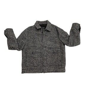 Express Mens Textured Houndstooth Wool Blend Trucker Jacket  Print 11 Size Large